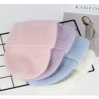 VISROVER 9 kolorów Unisex jednolity kolor prawdziwe futro z królika czapki zimowy kapelusz dla kobiety dzianiny Bonnet akrylowe kobieta jesień ciepłe Skullies 4